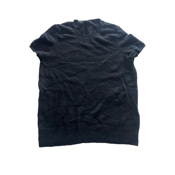 Saks Fifth Avenue Women's LG Charcoal Grey Cashmere Short Sleeve Sweater - Picture 1 of 4